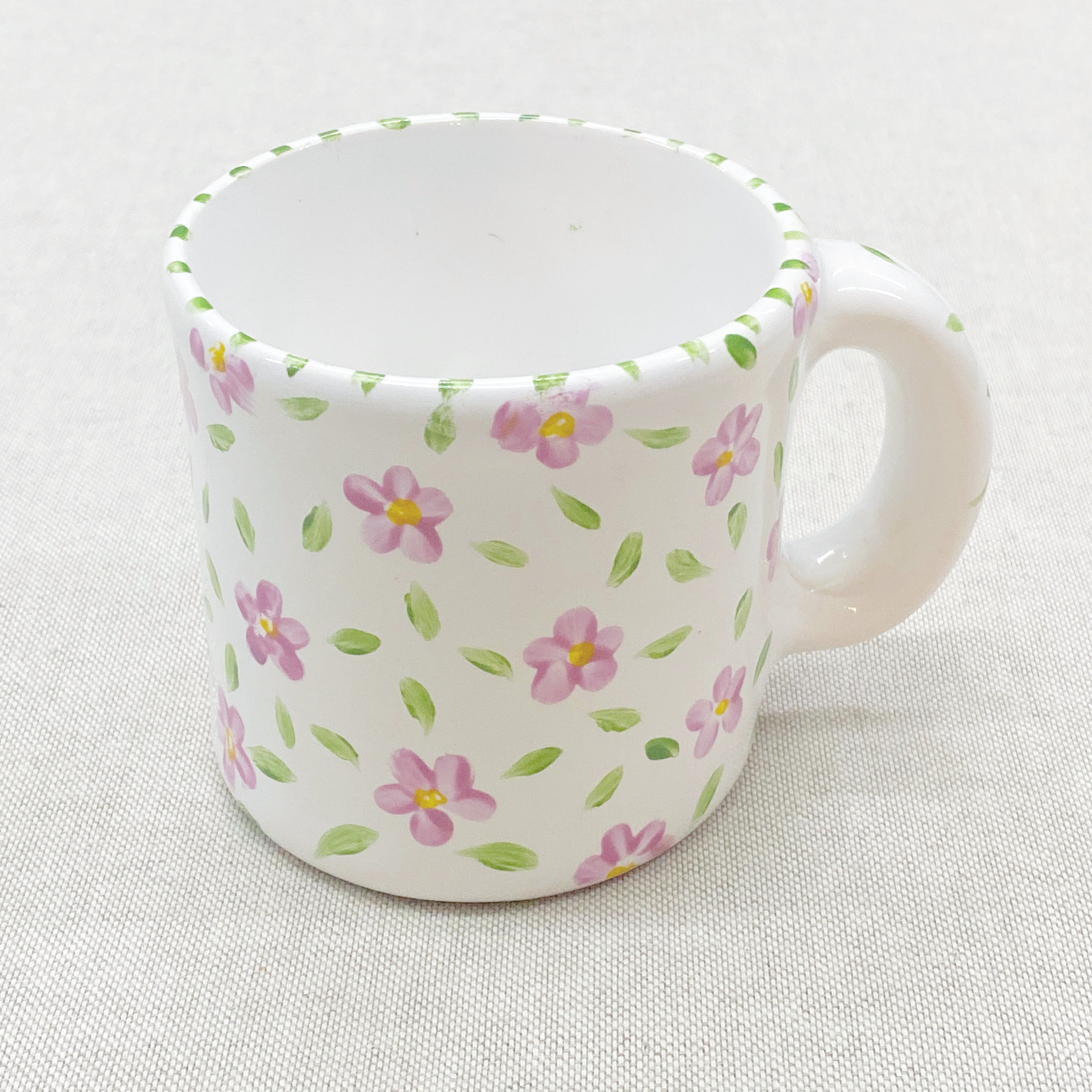 taza chica de cerámica pintada · flores - Barioles Casa